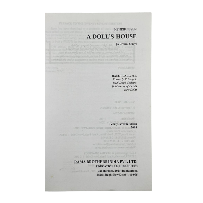 A Doll's House (A Critical Study)