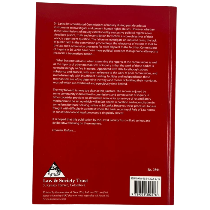 A Legacy to Remember: Sri Lanka's Commissions of Inquiry 1963-2002