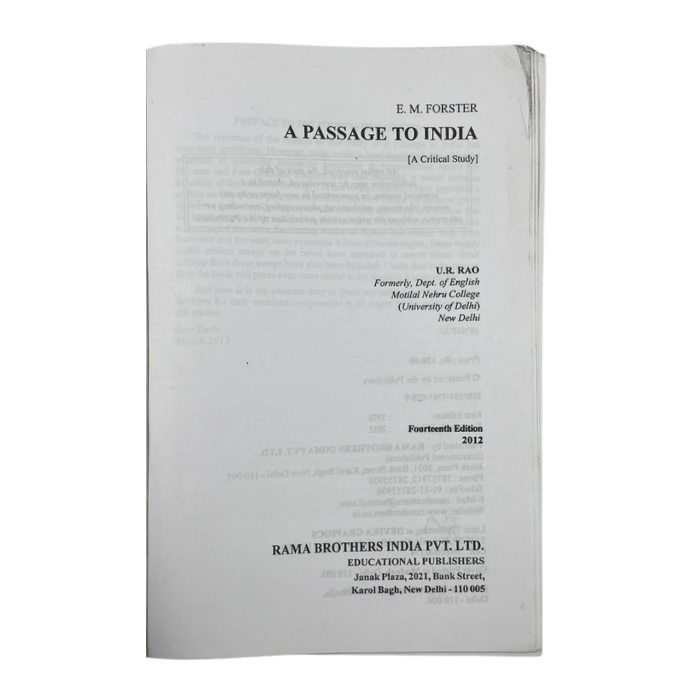 A Passage to India (A Critical Study)