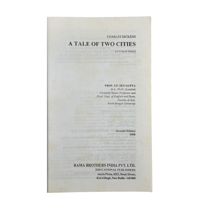 A Tale of Two Cities (A Critical Study)
