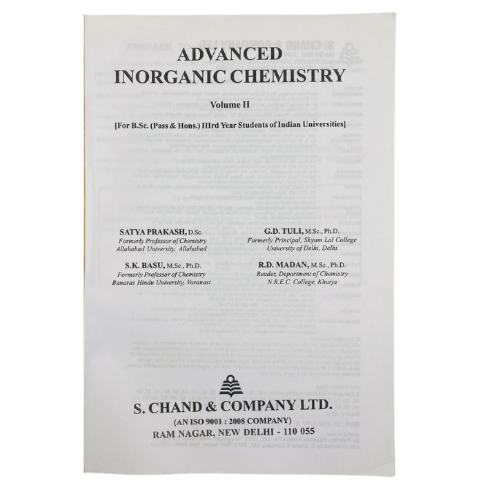 Advanced Inorganic Chemistry – Volume II (Textbook)