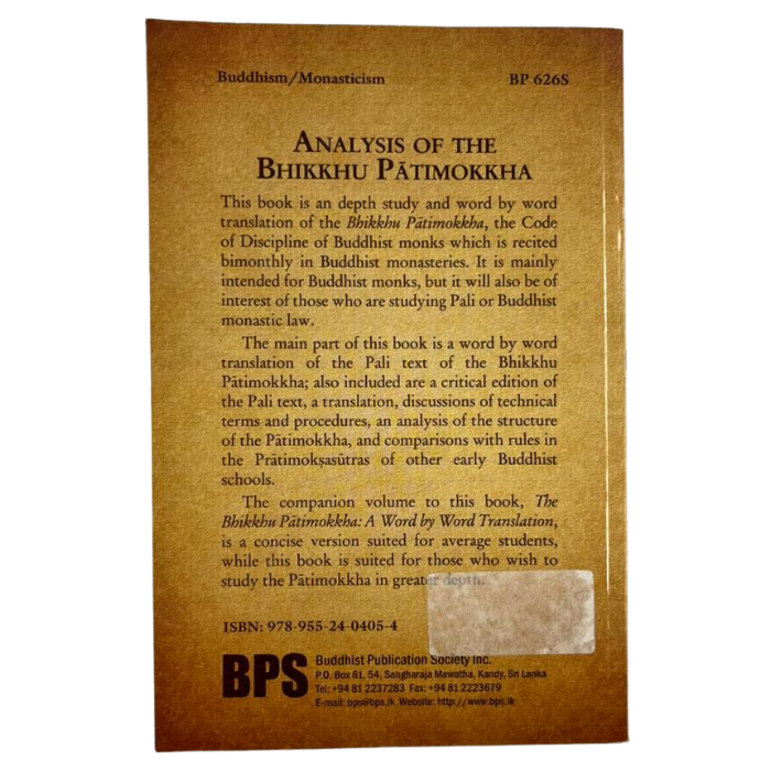 Analysis of the Bhikkhu Patimokkha