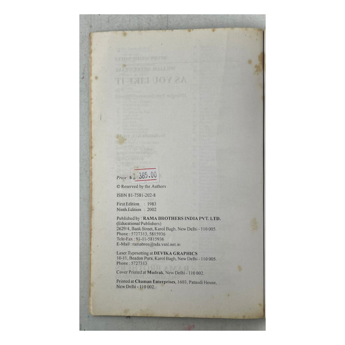 As You Like It (Study Guide Notes)