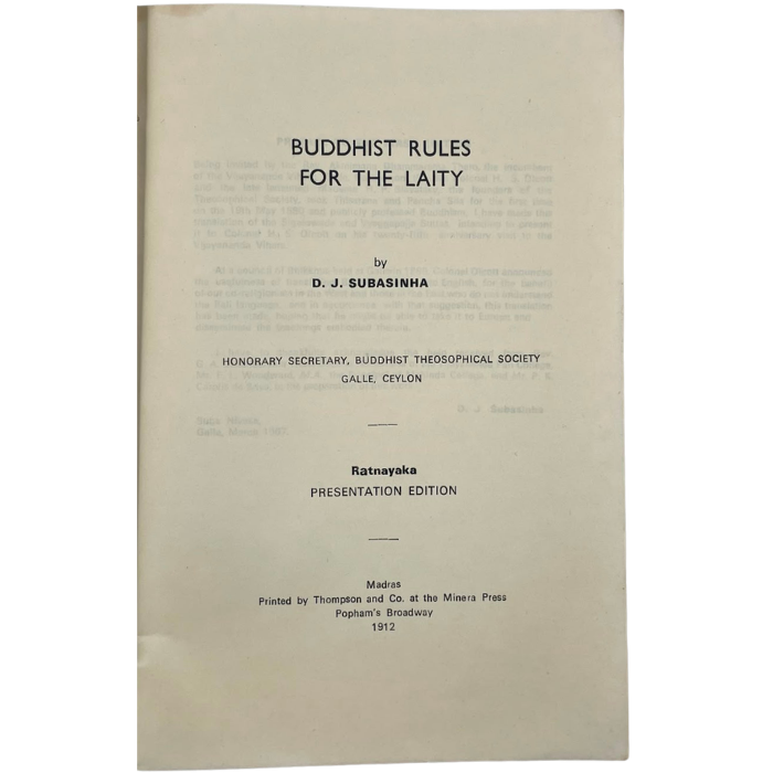 Buddhist Rules for the Laity