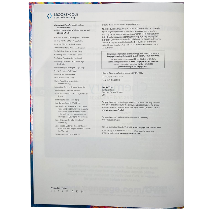 Chemistry: Principles and Reactions (7th Ed.)