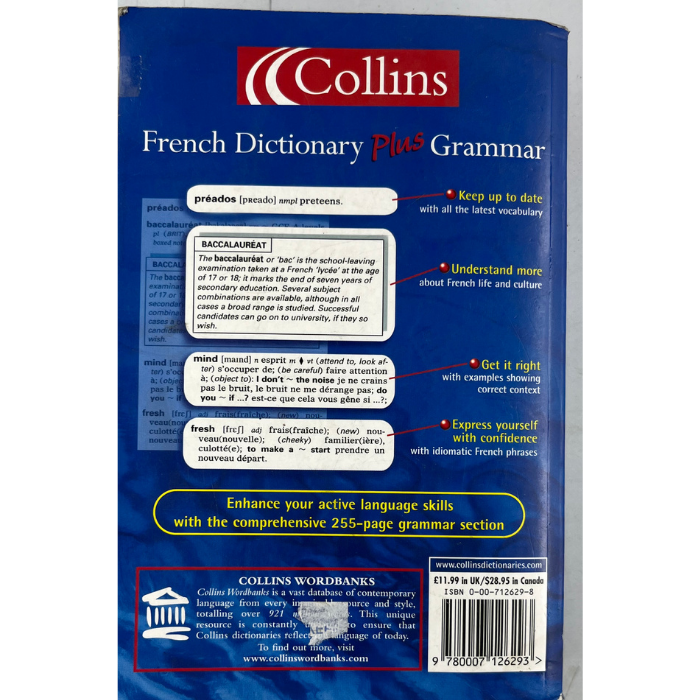 Collins French Dictionary Plus Grammar