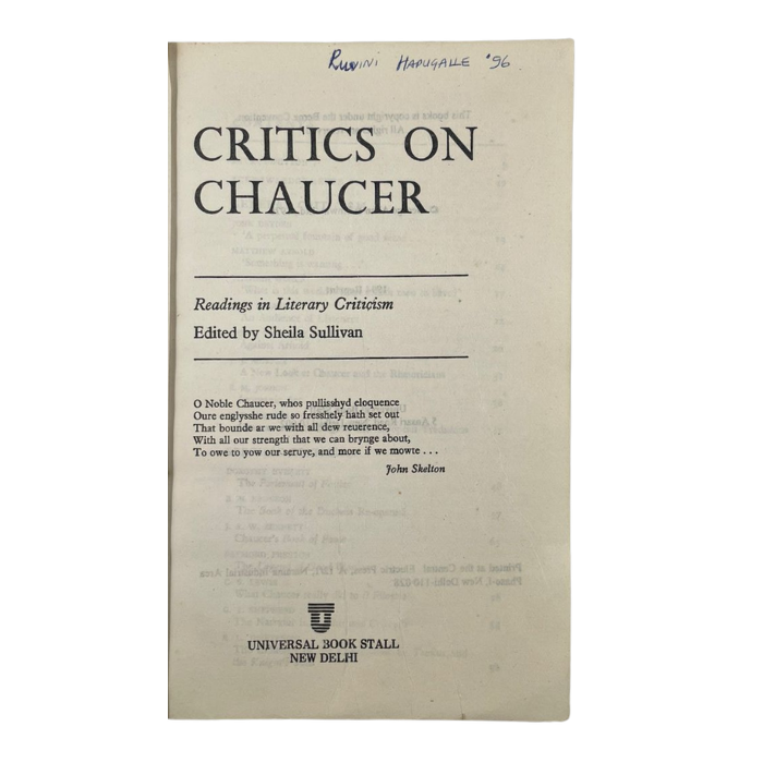Critics on Chaucer (Readings in Literary Criticism)