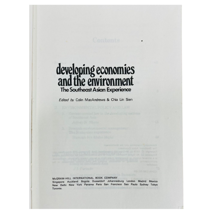 Developing Economics and the Environment: A South-east Asia Experience