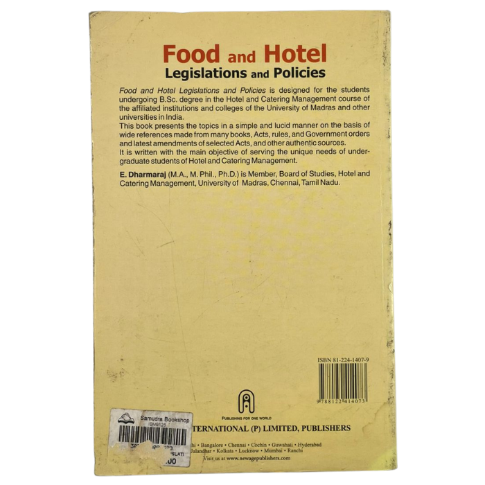 Food and Hotel Legislations and Policies