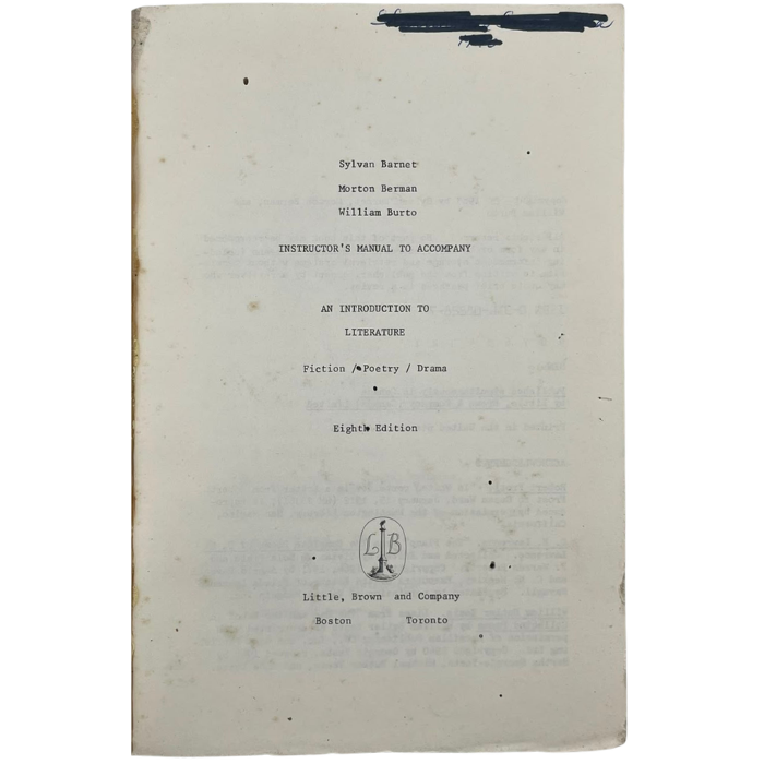 Instructor's Manual to Accompany An Introduction to Literature