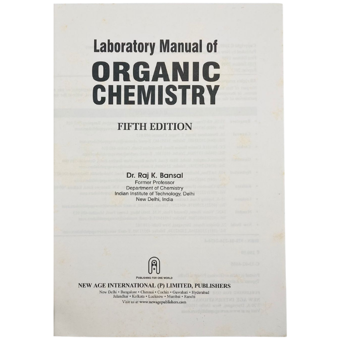 Laboratory Manual of Organic Chemistry (5th Ed.)