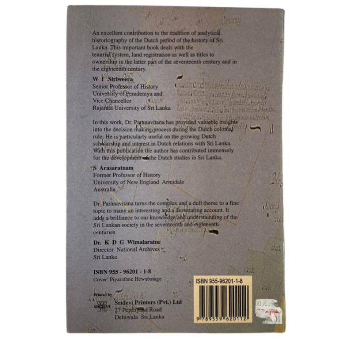 Land for Money: Dutch Land Registration in Sri Lanka