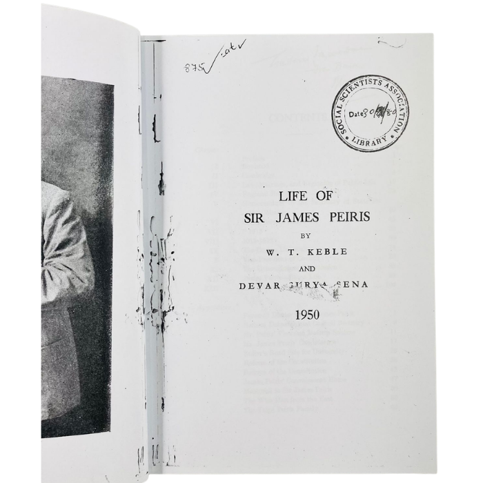Life of Sir James Peiris