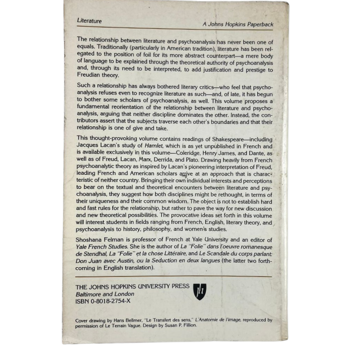 Literature and Psychoanalysis: The Question of Reading: Otherwise