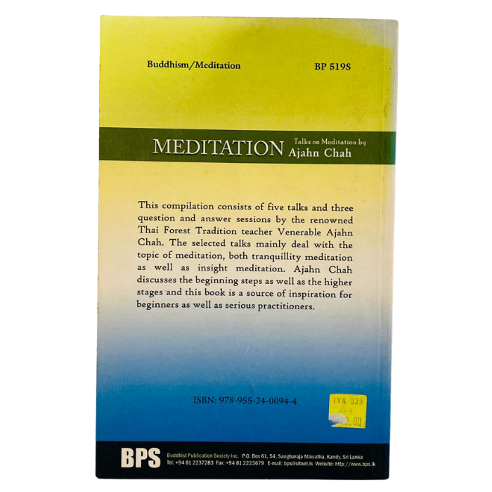 MEDITATION - A Collection of Talks on Cultivating the Mind