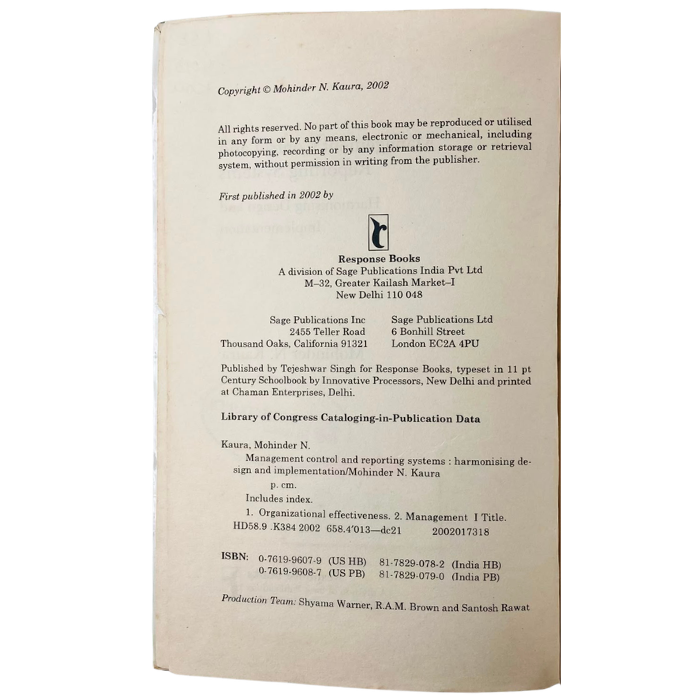Management Control and Reporting Systems: Harmonising Design and Implementation