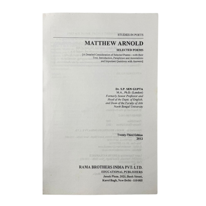 Matthew Arnold: Selected Poems
