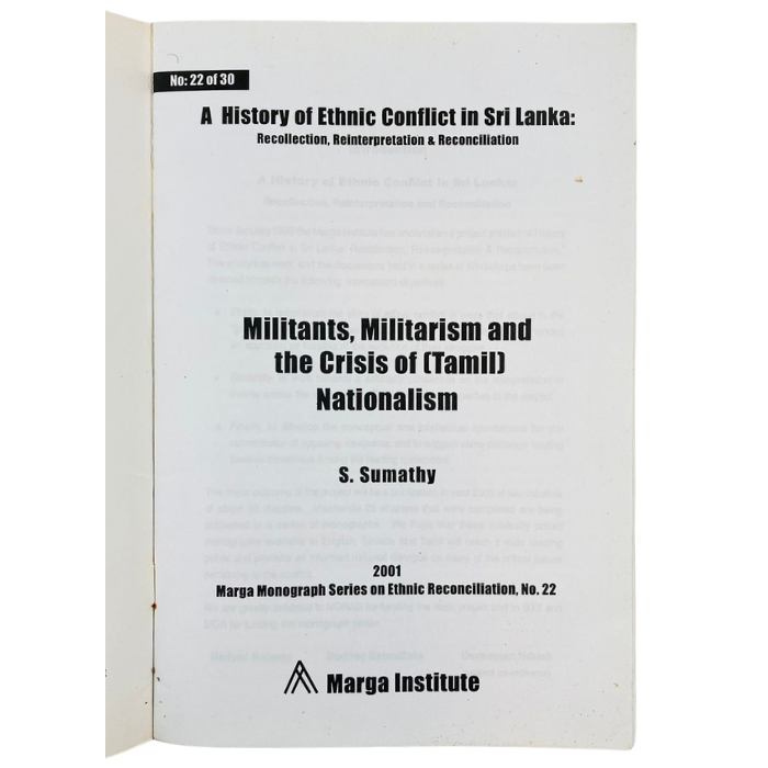 Militants  Militarism and the Crisis of (Tamil) Nationalism