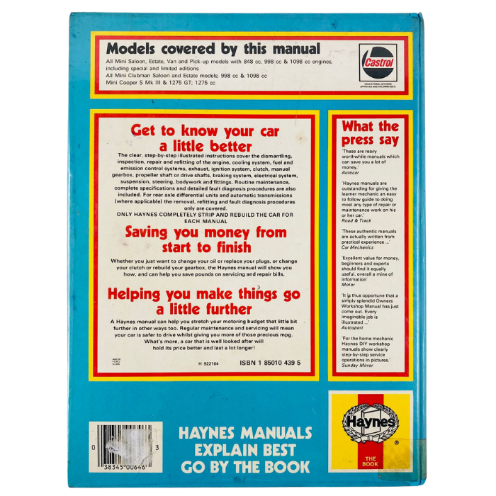 Mini '69 to '88 Owners Workshop Manual