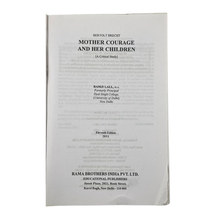 Mother Courage and Her Children (A Critical Study)