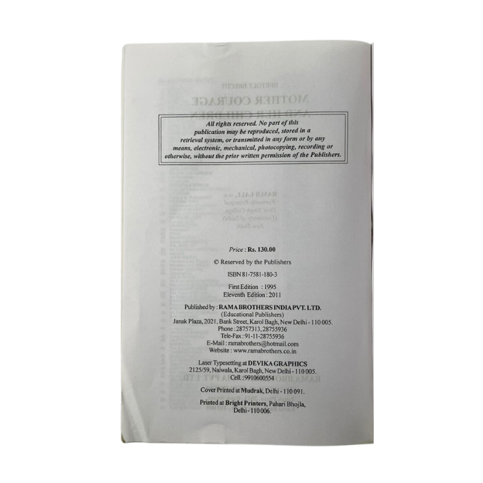 Mother Courage and Her Children (A Critical Study)