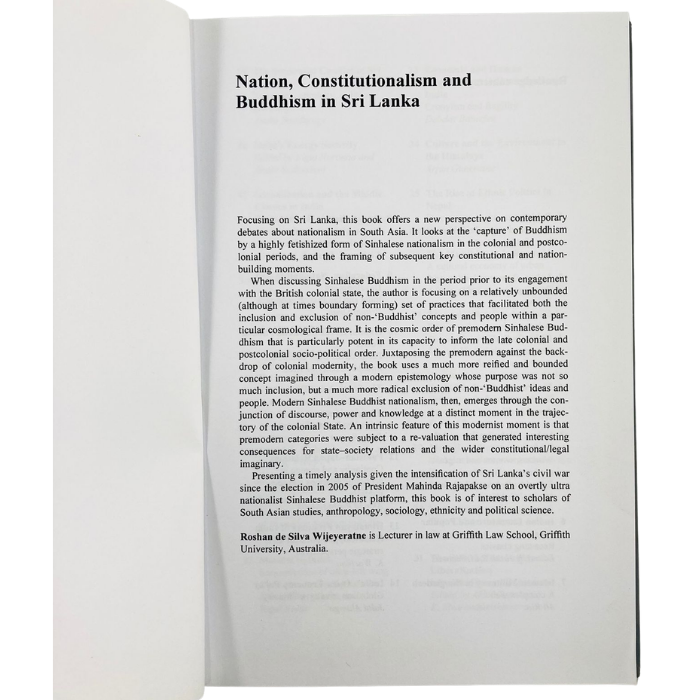 Nation  Constitutionalism and Buddhism in Sri Lanka