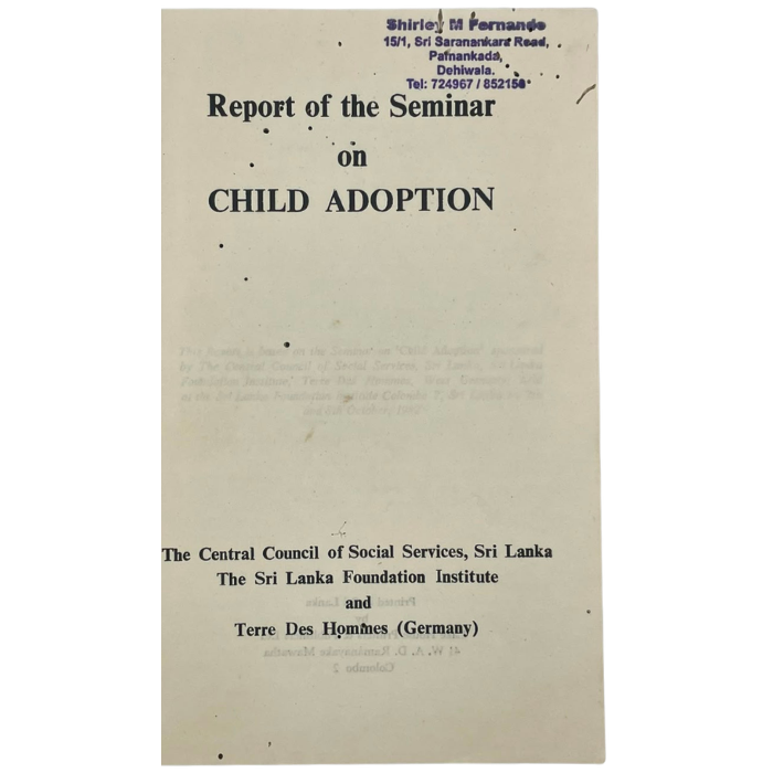 Report of the Seminar on Child Adoption