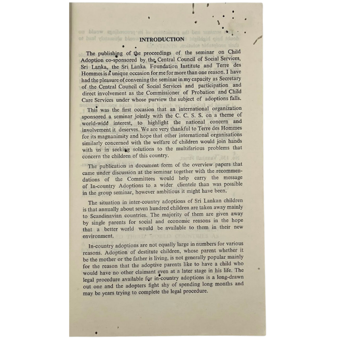 Report of the Seminar on Child Adoption