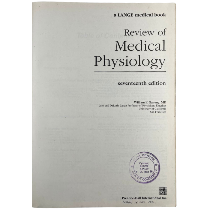 Review of Medical Physiology (17th Edition)