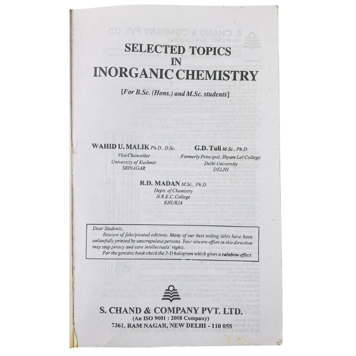 Selected Topics in Inorganic Chemistry