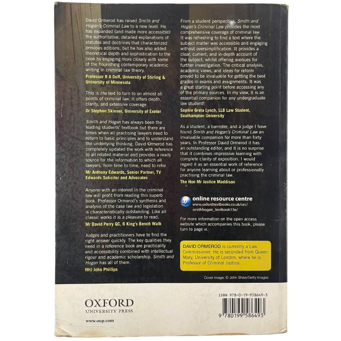 Smith and Hogan's Criminal Law (13th Edition)