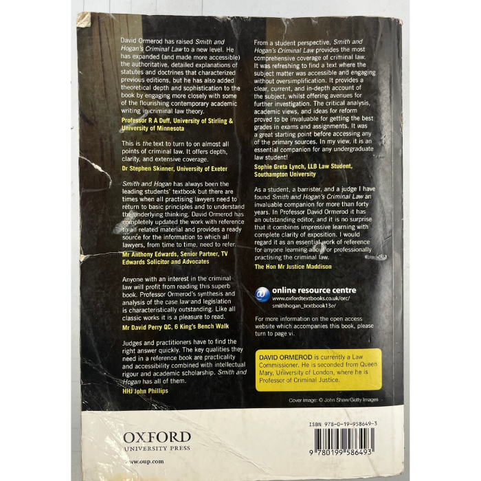 Smith and Hogan's Criminal Law (13th Edition)