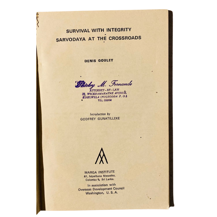 Survival with Integrity: Sarvodaya at the Crossroads