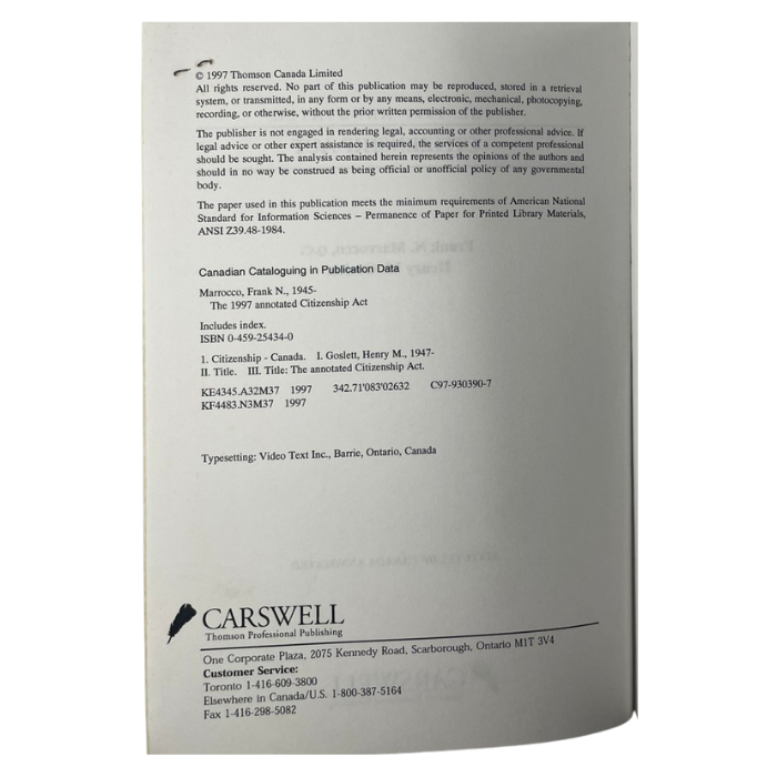 The 1997 Annotated Citizenship Act
