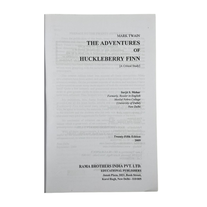 The Adventures of Huckleberry Finn (A Critical Study)