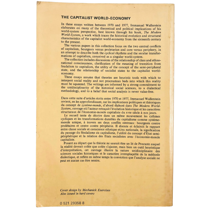 The Capitalist World-Economy (Essays by Immanuel Wallerstein)