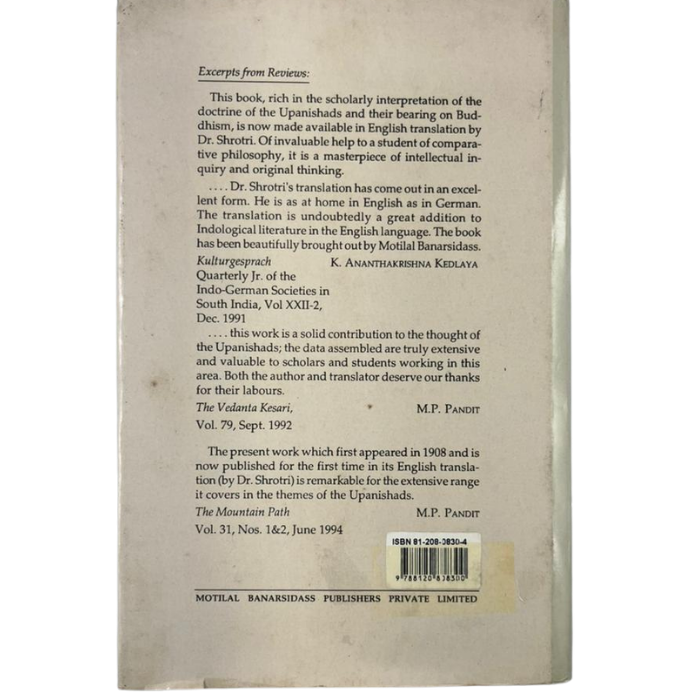 The Doctrine of the Upanisads and the Early Buddhism