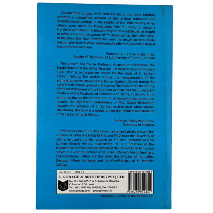 The Establishment of the Jaffna Vicariate 1796-1857