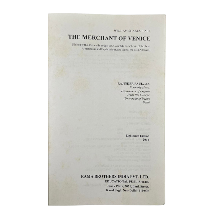 The Merchant of Venice (A Critical Edition)