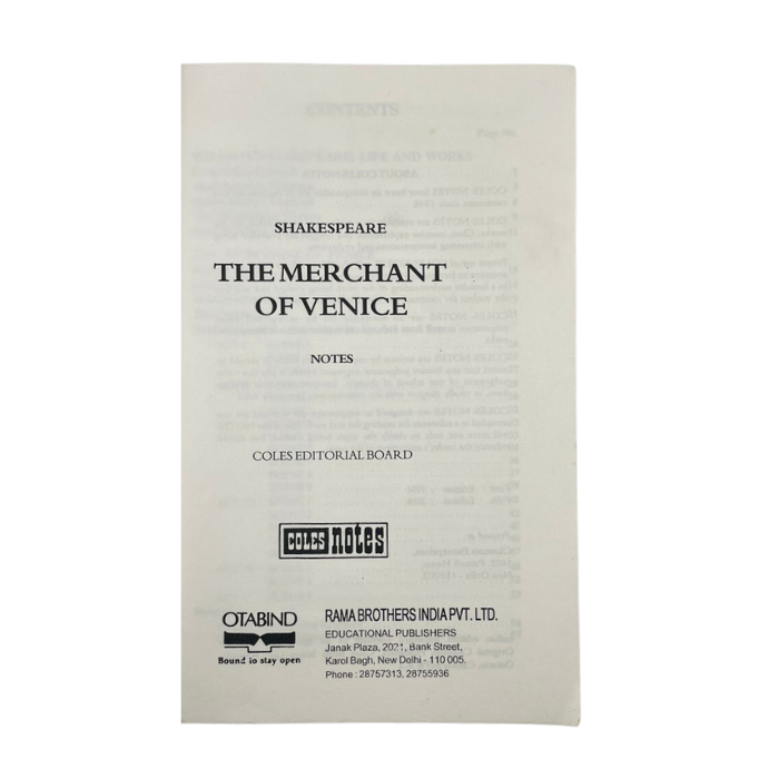 The Merchant of Venice (Coles Notes)