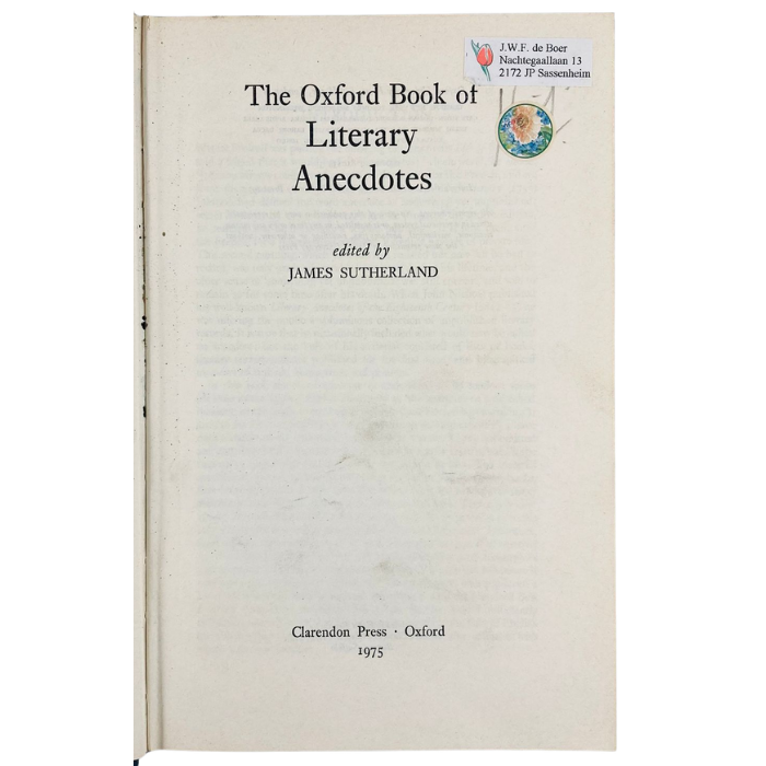 The Oxford Book of Literary Anecdotes
