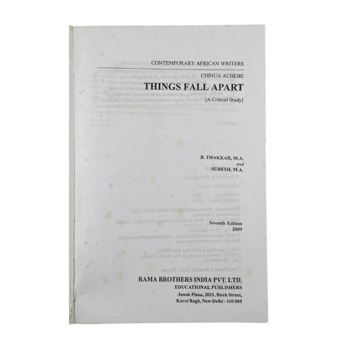 Things Fall Apart (A Critical Study)