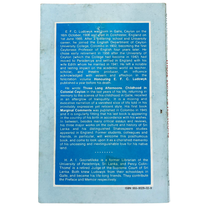 Those Long Afternoons: Childhood in Colonial Ceylon