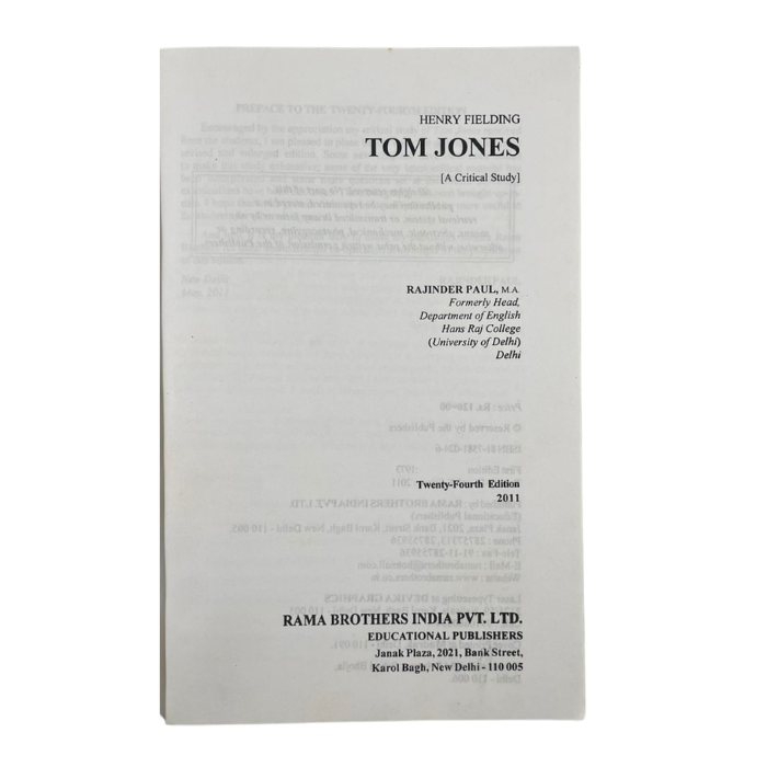 Tom Jones (A Critical Study)