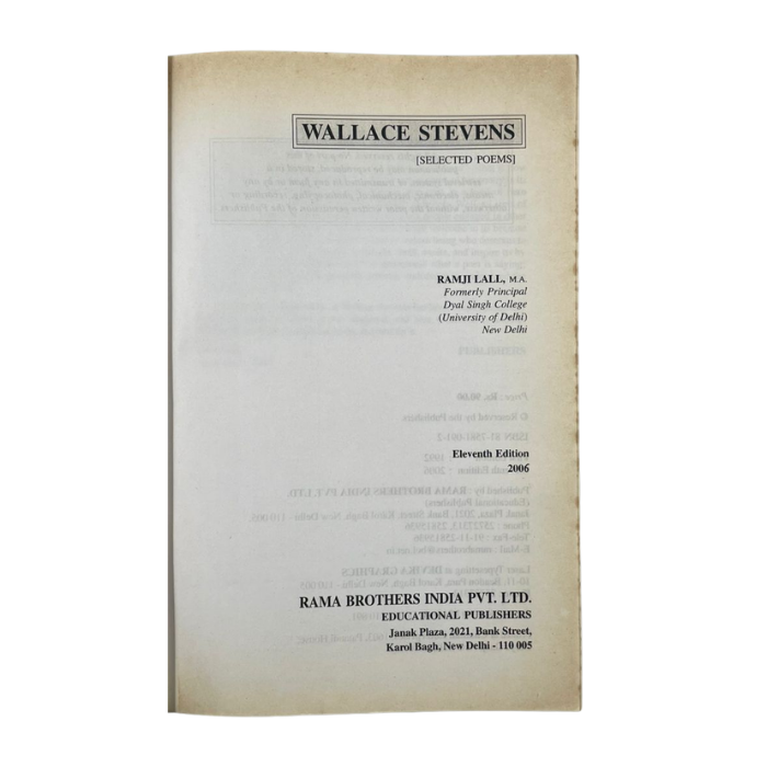 Wallace Stevens: Selected Poems