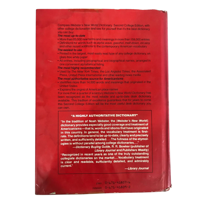 Webster's New World Dictionary (Second College Edition)
